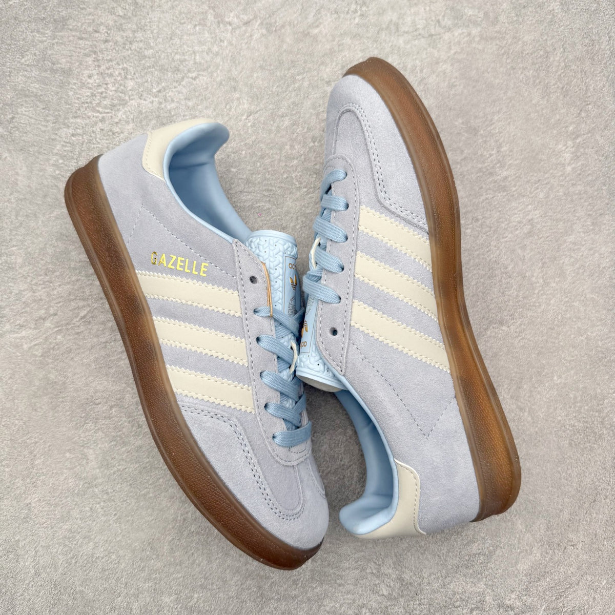 Adidas 'Gazelle' Grey / Cream White / Light Blue