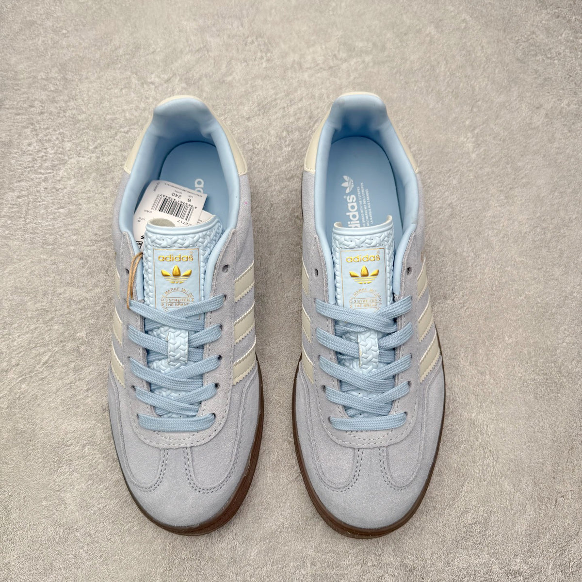 Adidas 'Gazelle' Grey / Cream White / Light Blue