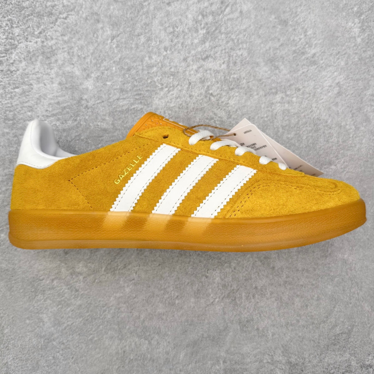 Adidas 'Gazelle Indoor' Yellow / Cloud White / Gold Metallic - lateral