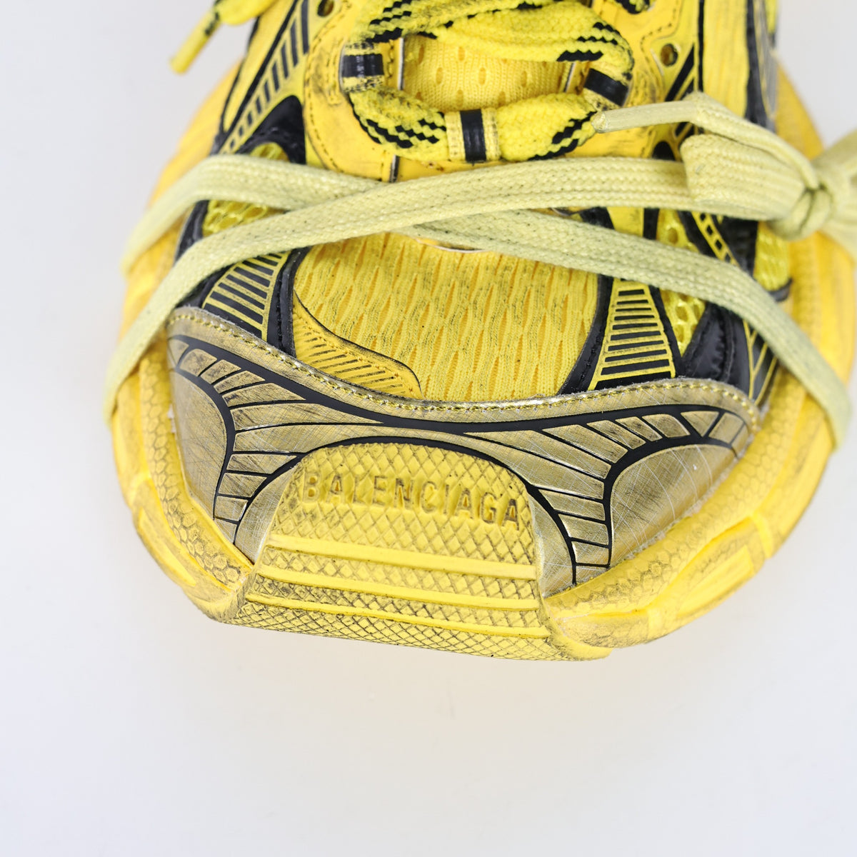 Balenciaga 3XL Extreme Lace amarelo - detalhe frontal