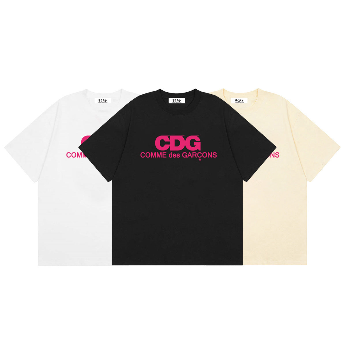 CDG Classic Pink Logo branco preto creme