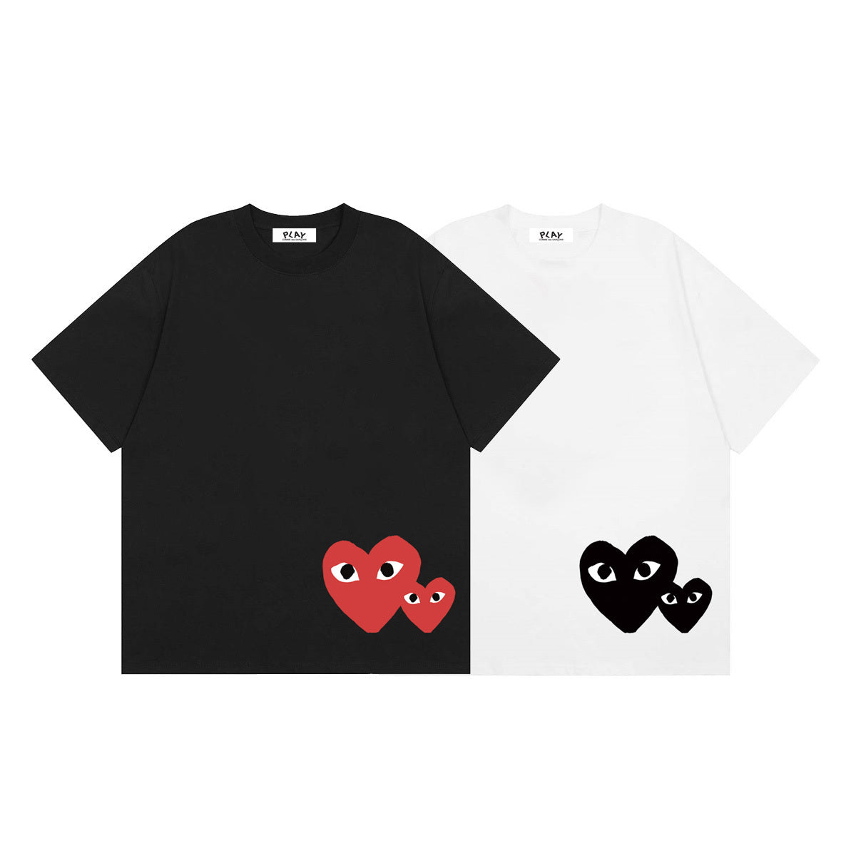 Comme des Garçons PLAY Double Heart preto e branco