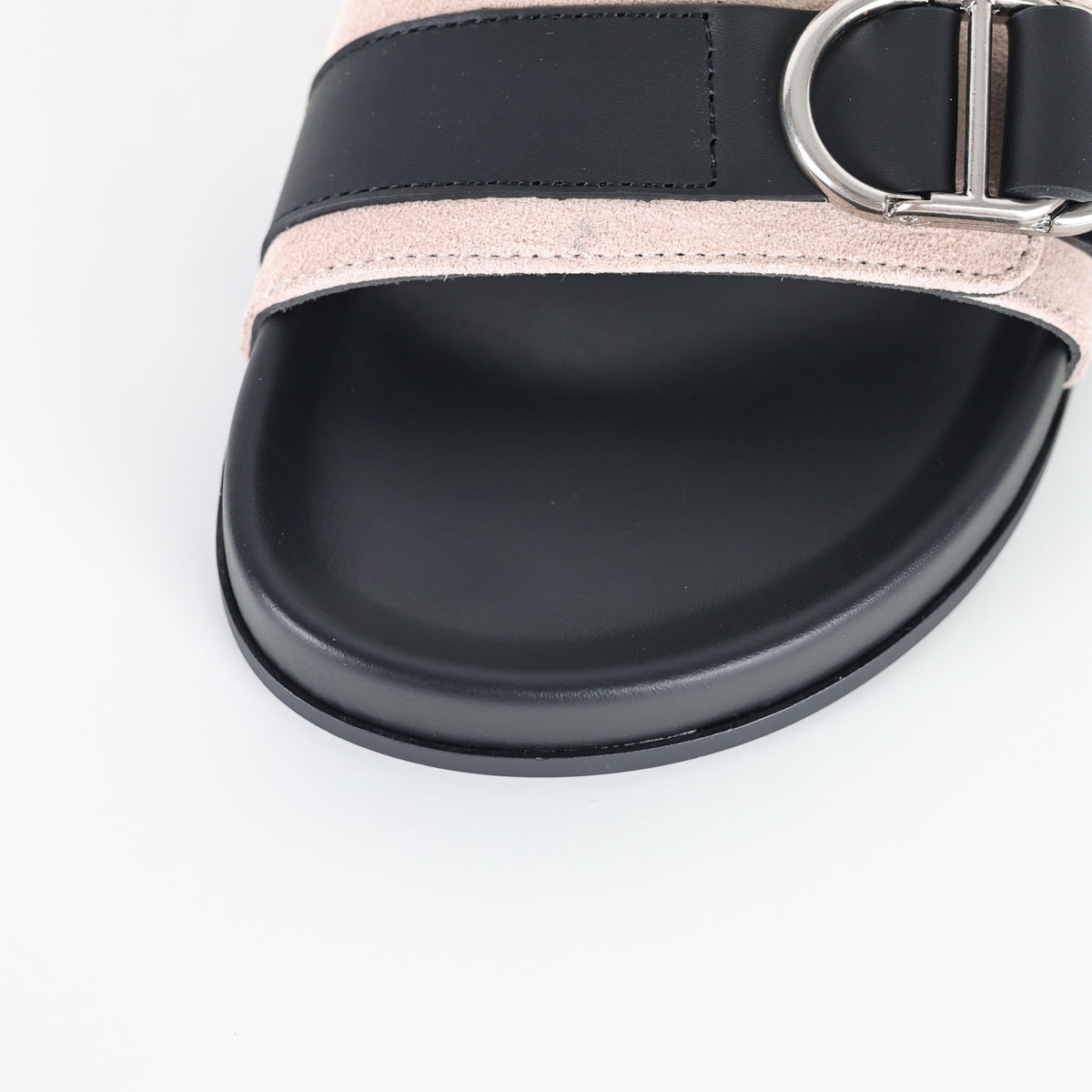 Sandália Dior Aqua rosa e preta com fivelas - detalhe da palmilha