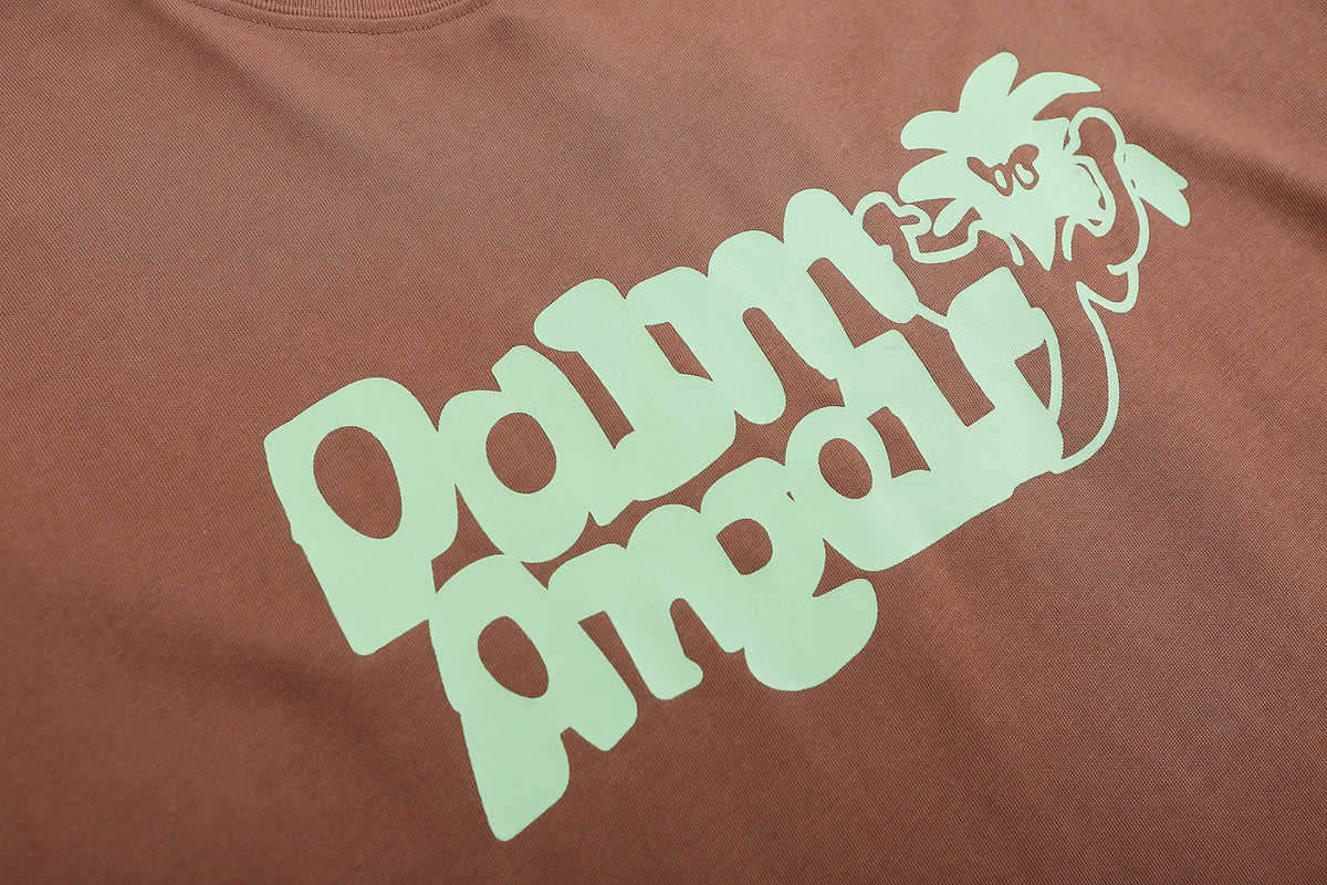 Camiseta Palm Angels Viper Classic - Marrom/Verde Fluorescente (Oversized)