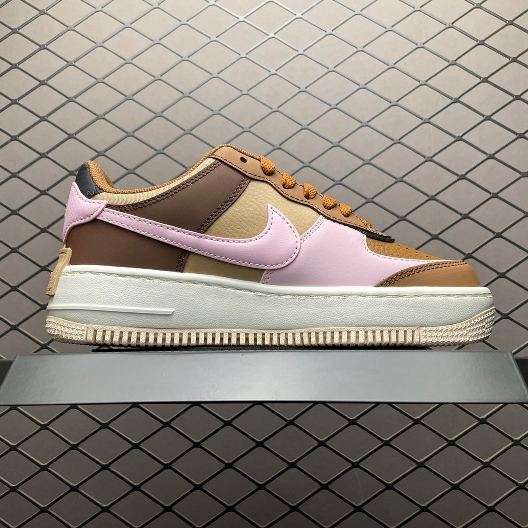 Nike Air Force 1 Shadow Brown Pink - lateral