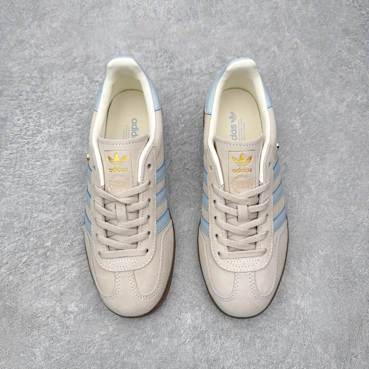 Adidas 'Gazelle' Beige / Light Blue / Gum