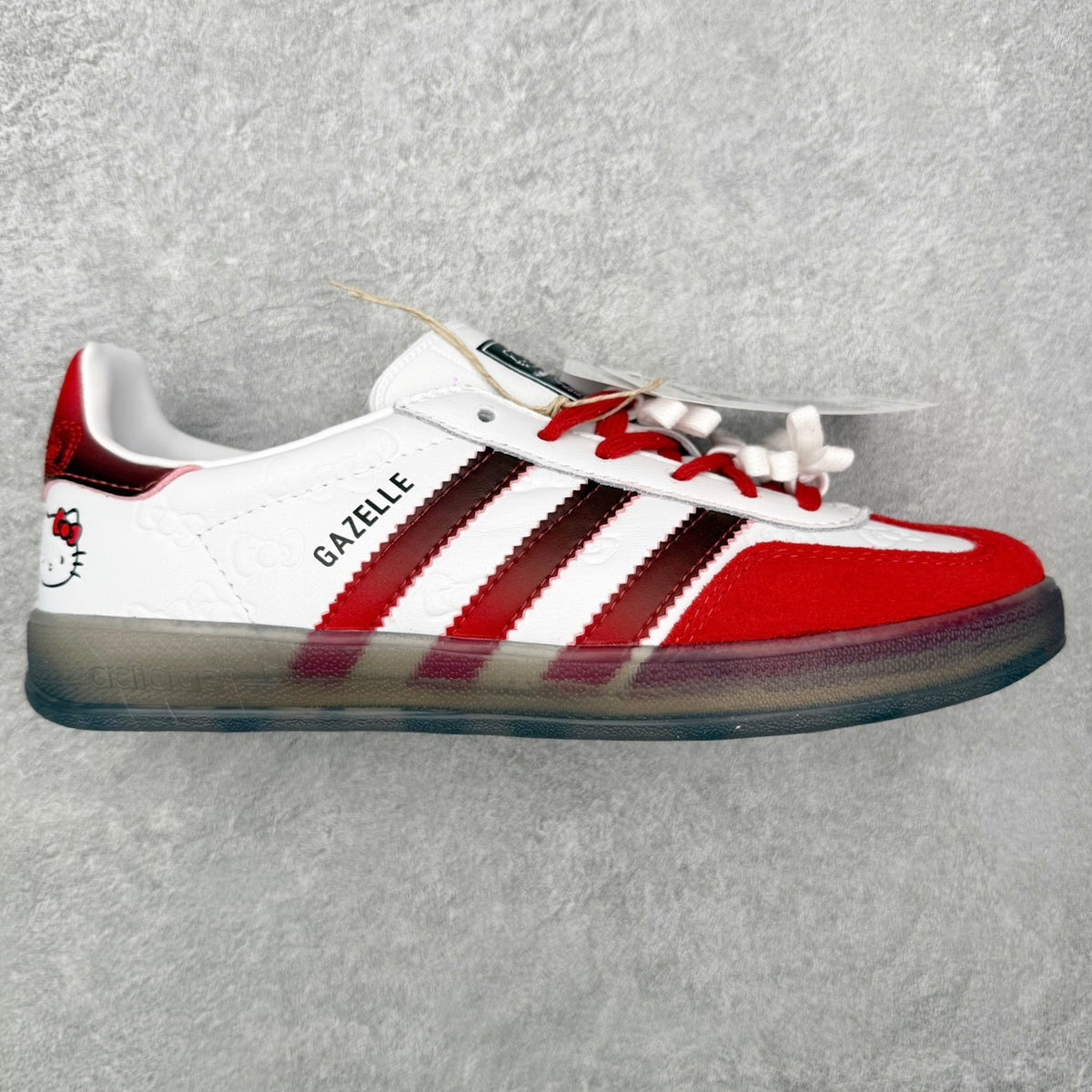 Adidas x Hello Kitty 'Gazelle Indoor 50th Anniversary' Cloud White / Red / Core Black - lateral