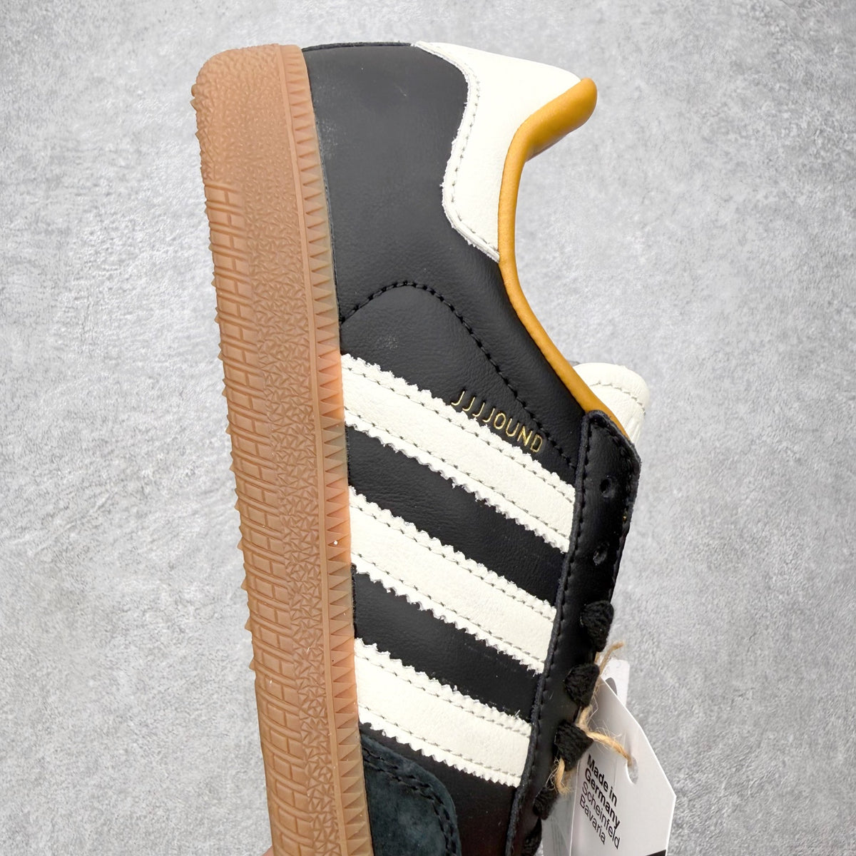 Adidas x JJJJound Samba OG Made in Germany Core Black detalhe