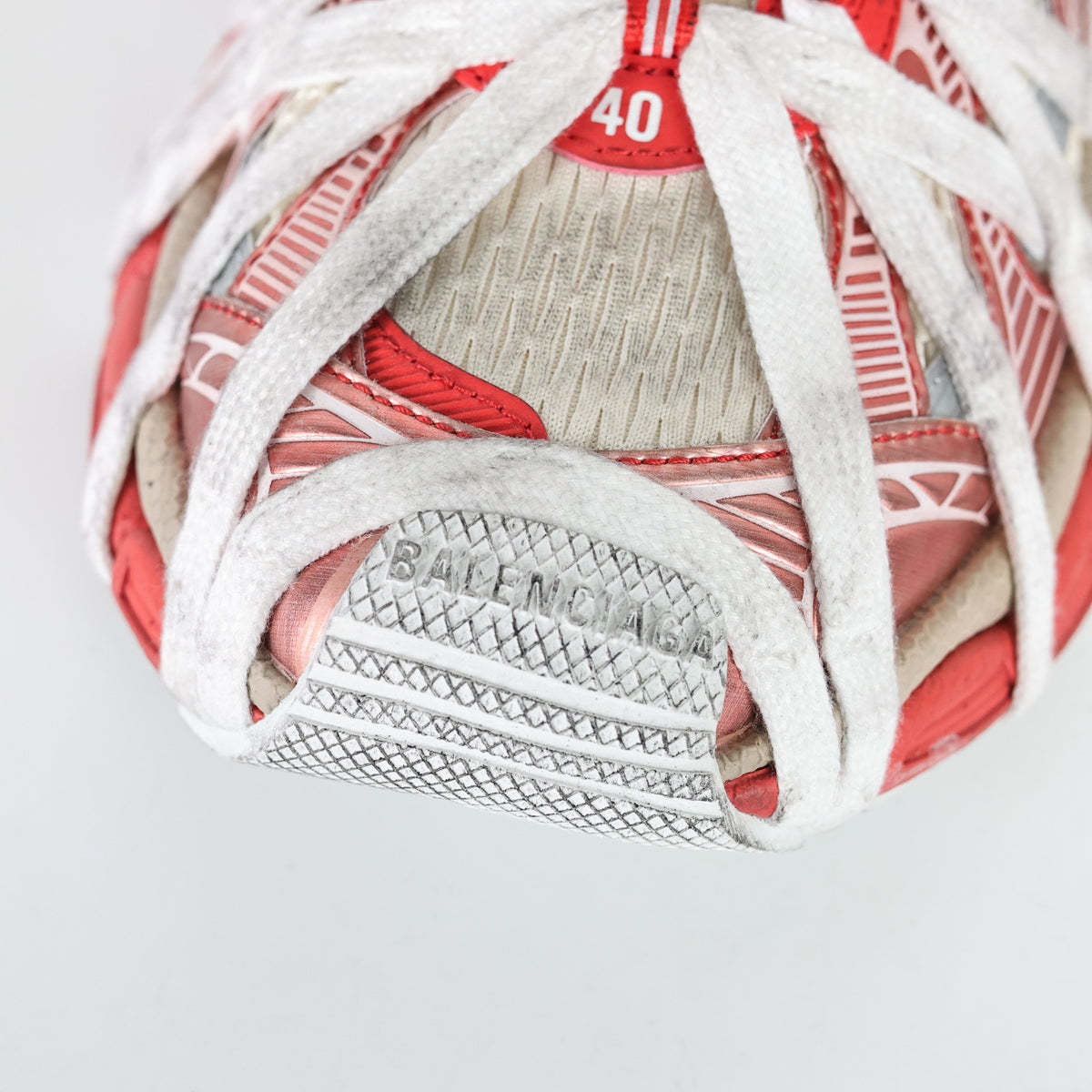 Balenciaga 3XL Extreme Lace vermelho - detalhe frontal