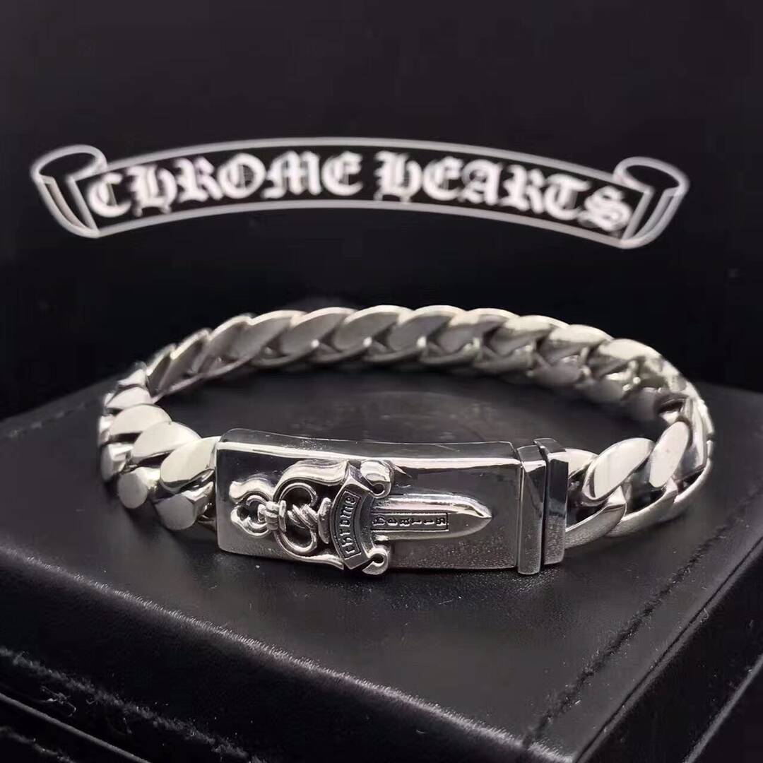Chrome Hearts Double ID Classic Link Dagger & Floral Cross Bracelet - foto principal