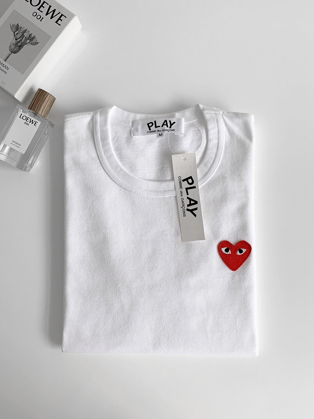 Comme des Garçons PLAY Basic T-Shirt Red Emblem White