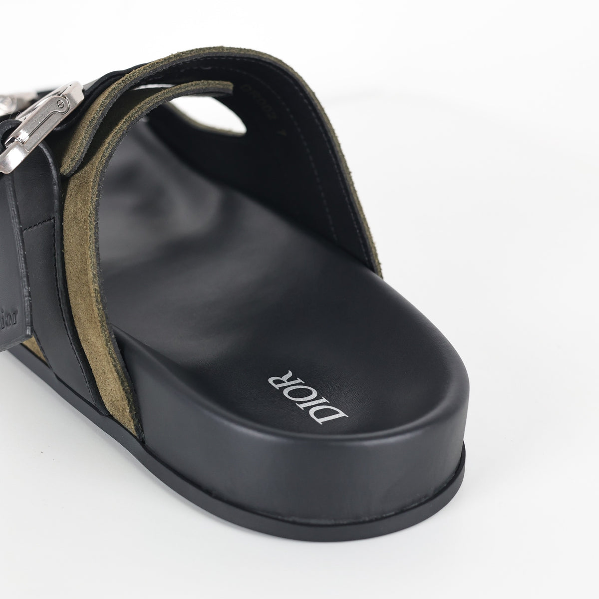 Sandália Dior Aqua verde oliva com fivelas - detalhe da palmilha