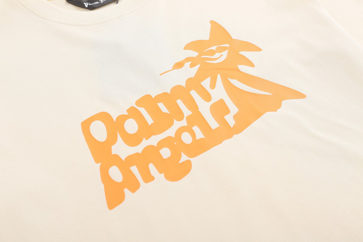 Camiseta Palm Angels Enzo Classic - Off White/Laranja (Oversized)