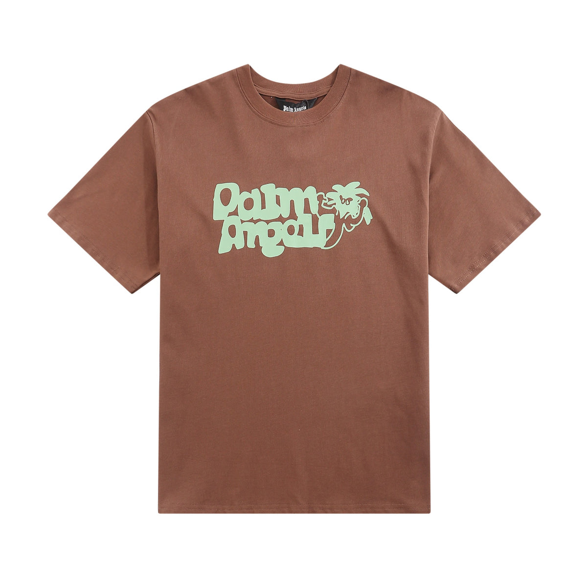 Camiseta Palm Angels Viper Classic - Marrom/Verde Fluorescente (Oversized) - frente