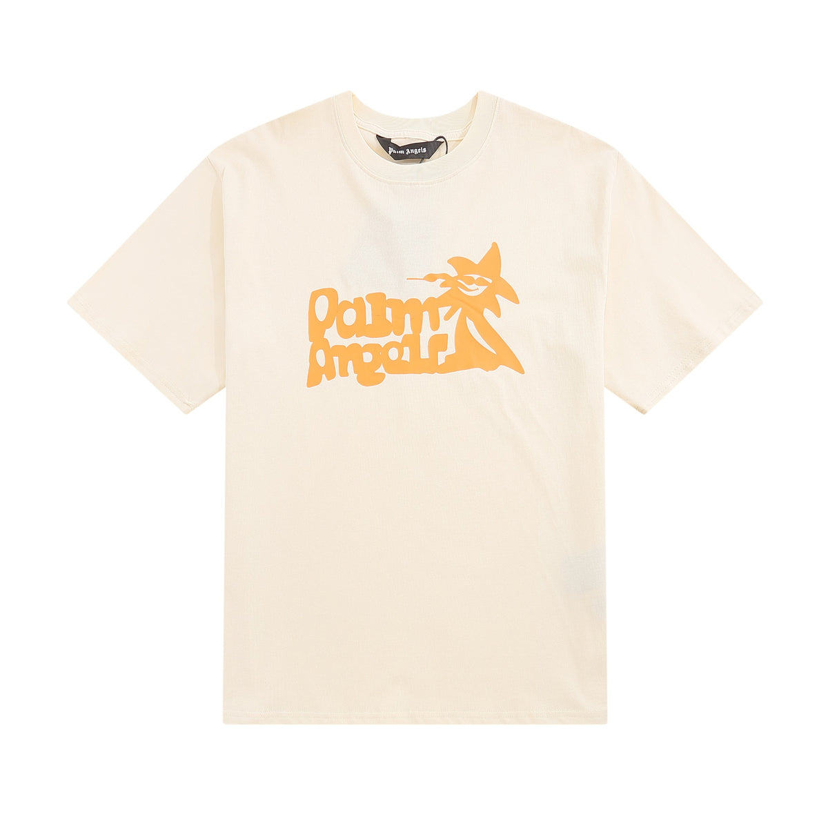 Camiseta Palm Angels Enzo Classic - Off White/Laranja (Oversized) - frente