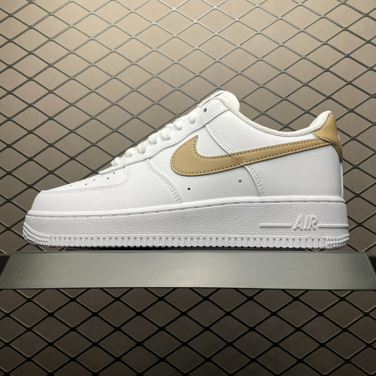 Nike Air Force 1 '07 White Gold side AIR