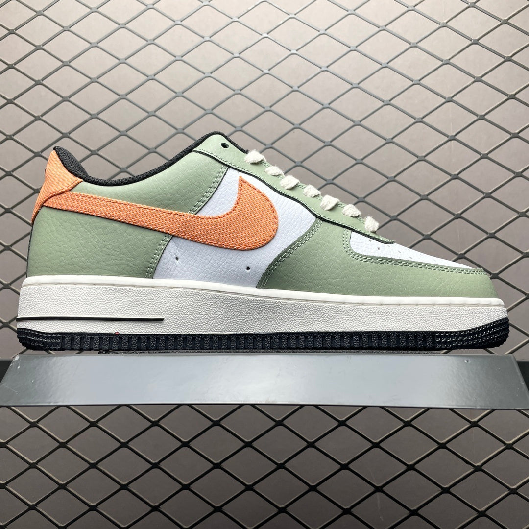 Nike Air Force 1 Oil Green Safety Orange - lateral