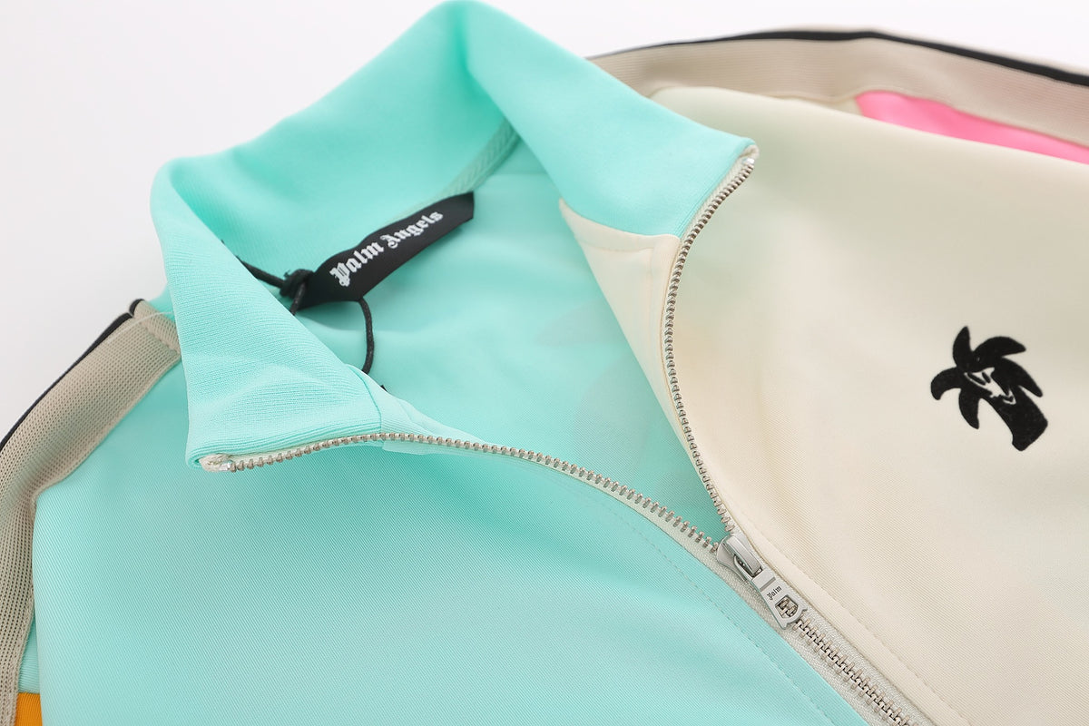 Detalhe da gola Palm Angels Colourblock Logo-Print Track