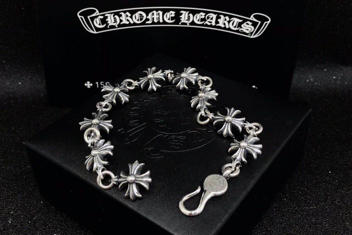 Chrome Hearts BS Fleur Cross Cut Out Link Bracelet